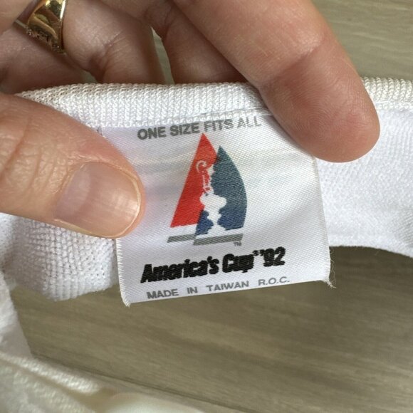 VTG America\'s Cup 1992‎ White Adjustable Strap Visor Sailing Nautical San Diego